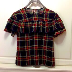 J. Crew Black Tartan Top